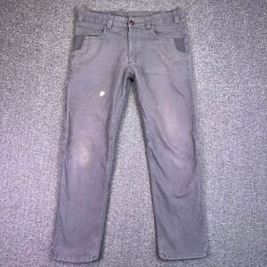 Milwaukee Pants Mens 38x31 Gray Carpenter Utility Rugged Canvas Workwear Stretch